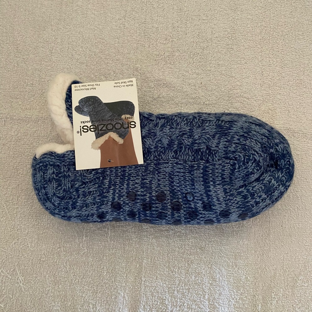 Cooper's Blue Knit Slippers